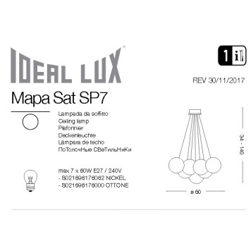 Люстра Ideal Lux Mapa Sat SP7 OTTONE-1