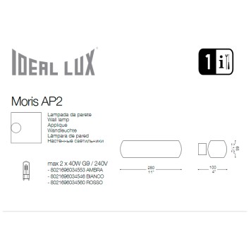 Бра Ideal Lux Moris AP2 AMBRA-2