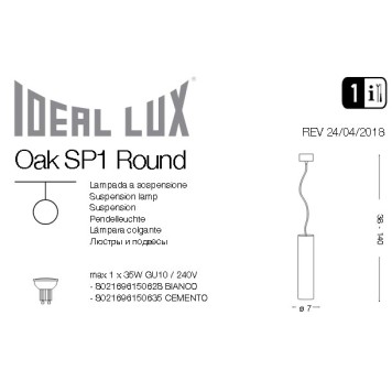 Люстра Ideal Lux Oak SP1 ROUND BIANCO-1