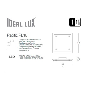 Светильник потолочный Ideal Lux Pacific PL18-1