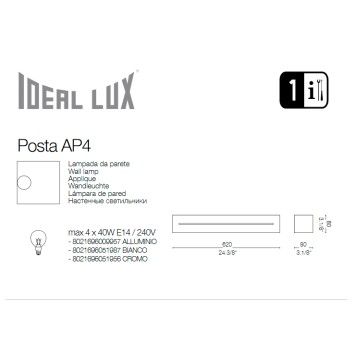Бра Ideal Lux Posta AP4 BIANCO-1