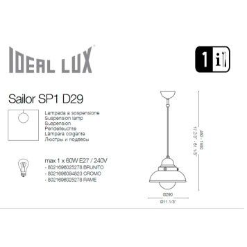 Люстра Ideal Lux Sailor SP1 D29 RAME-5