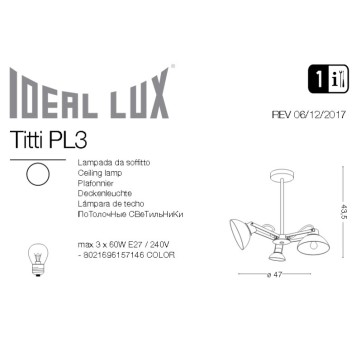 Светильник потолочный Ideal Lux Titti PL3-1