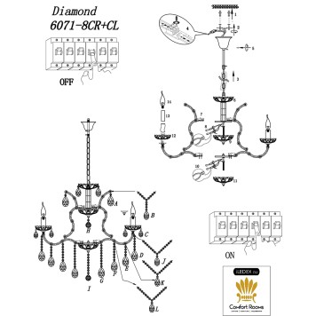 Люстра iLamp Diamond 6071-8 CR+CL-1