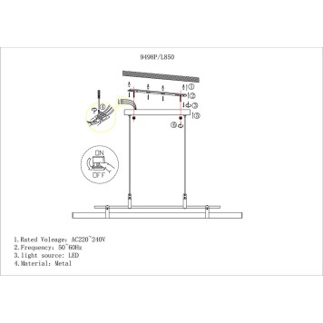Люстра iLedex Zoom 9498P-32W-3000K BK-BR-WH-1