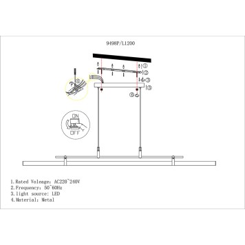 Люстра iLedex Zoom 9498P-46W-3000K GL-BR-WH-3