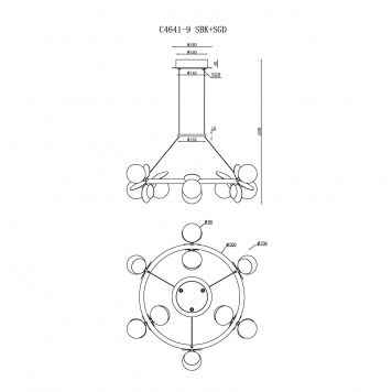 Люстра iLedex Savage C4641-9 MBK+SGD-1