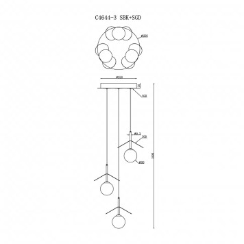Люстра iLedex Savage C4644-3 MBK+SGD-1