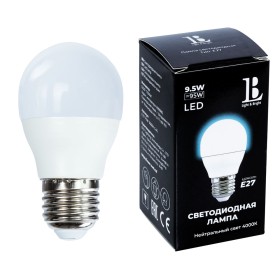 Светодиодная лампа шар L&B 220V E27 9.5W (соответствует 80 Вт) 950Lm 4000K (белый) E27-9,5W-4000K-G45_lb