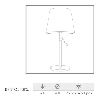 Лампа настольная Lucia Tucci Bristol T895.1-2