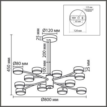Светильник потолочный Lumion Torina 8265/12-9