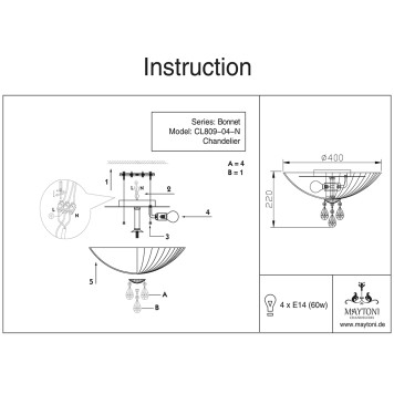 Светильник потолочный Maytoni Bonnet C809-CL-04-N-3