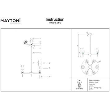Люстра Maytoni Lita H002PL-06G-5