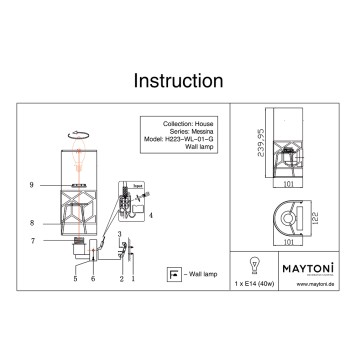 Бра Maytoni Messina H223-WL-01-G-8