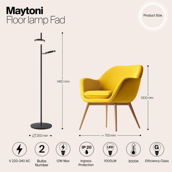 Торшер Maytoni Fad MOD070FL-L12B3K-10