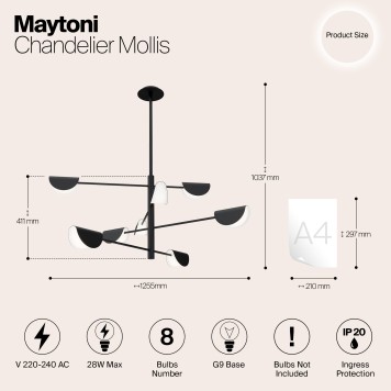Люстра Maytoni Mollis MOD126PL-08B-9