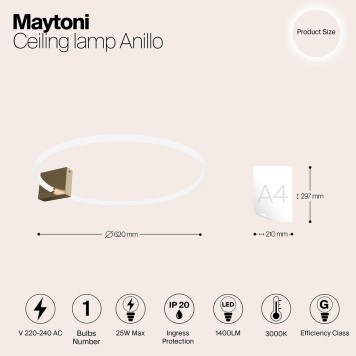 Светильник потолочный Maytoni Anillo MOD315CL-L25G3K-2