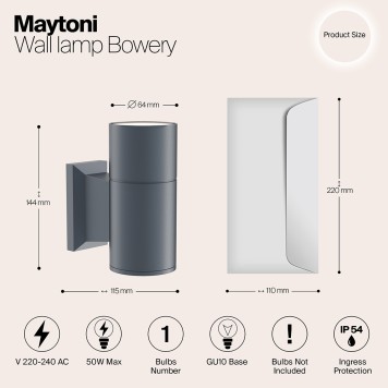 Уличный настенный светильник Maytoni Bowery O574WL-01GR-7