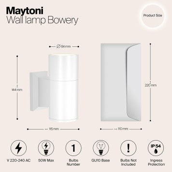 Уличный настенный светильник Maytoni Bowery O574WL-01W-6
