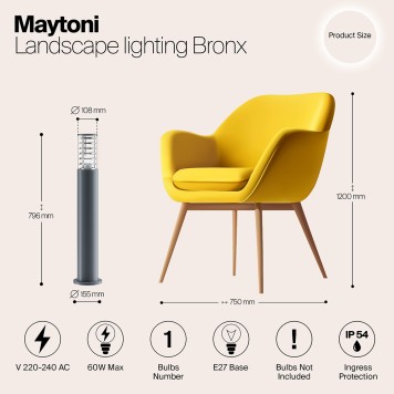 Уличный фонарь Maytoni Bronx O576FL-01GR1-9