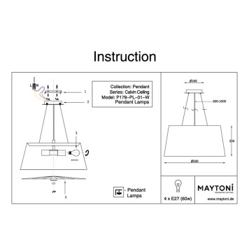 Люстра Maytoni Calvin Ceiling P179-PL-01-W-4