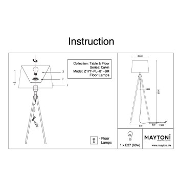 Торшер Maytoni Calvin Z177-FL-01-BR-6