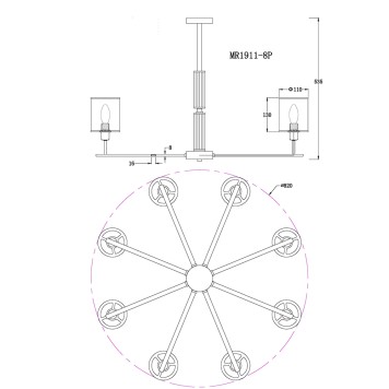 Светильник потолочный MyFar Alen MR1911-8P-2