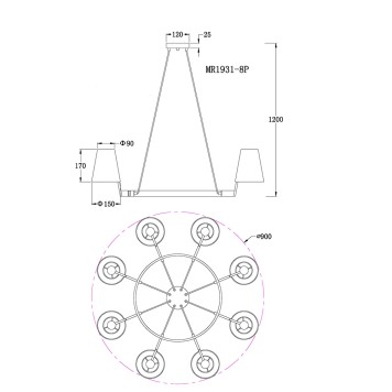 Люстра MyFar Aurora MR1931-8P-13946-7