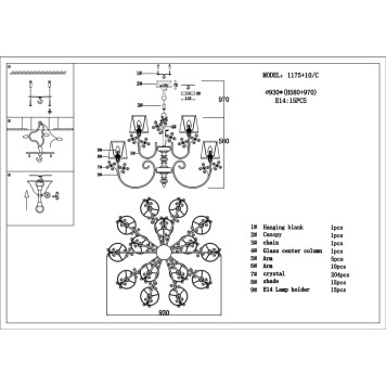 Люстра Newport 1170 1175+10/C-2
