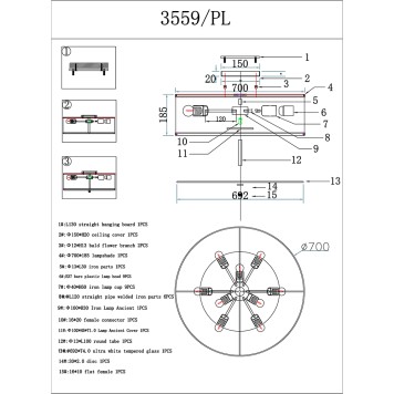 Светильник потолочный Newport 3550 3559/PL brass-1