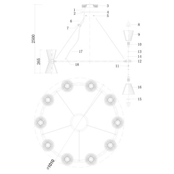 Люстра Newport 3610 3610+10/S gold-1