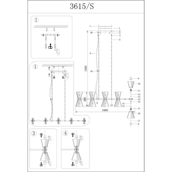 Люстра Newport 3610 3615/S nickel-1