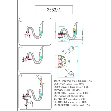 Бра Newport 3650 Lilia 3652/A nickel new-1