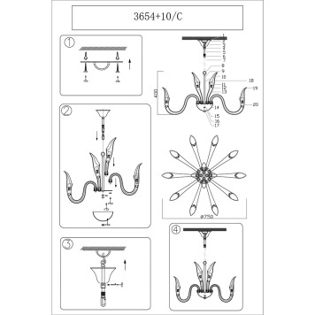 Люстра Newport 3650 3654+10/C-2