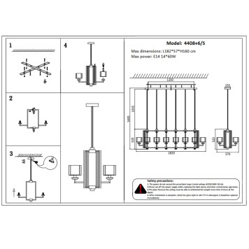 Люстра Newport 4400 4408+6/S black nickel-3