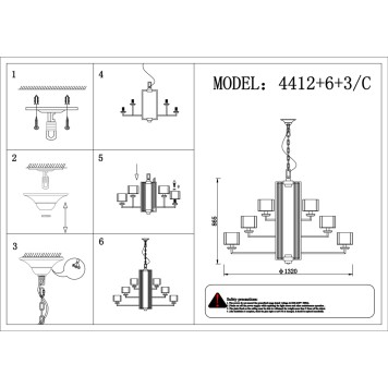 Люстра Newport 4400 4412+6+3/C gold-1