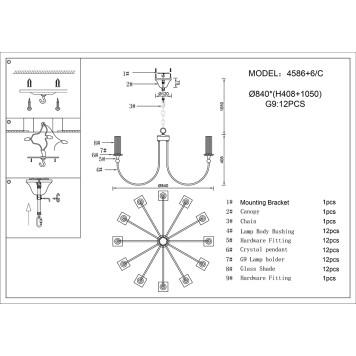 Люстра Newport 4580 Сharlize 4586+6/С gold-1