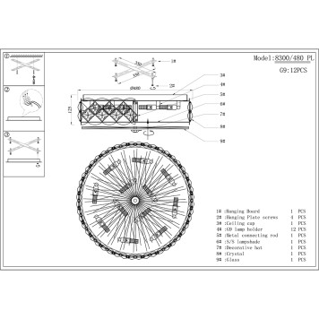 Светильник потолочный Newport 8300 Ashley 8300/480 PL gold-1