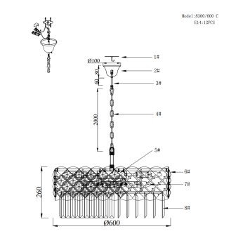 Люстра Newport 8300 Ashley 8300/60 C gold polished-2