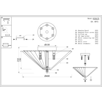 Светильник потолочный Newport 8350 Nika 8356/PL gold-1
