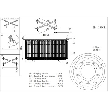 Светильник потолочный Newport 8400 Catrin 8400/60 PL gold-1