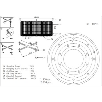 Светильник потолочный Newport 8400 Catrin 8400/80 PL gold-1