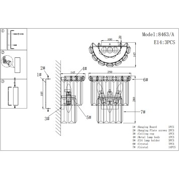 Бра Newport 8460 Michelle 8463/A brass-1