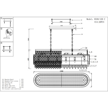 Люстра Newport 8530 Tiffany 8530/120 C oval gold polished-2