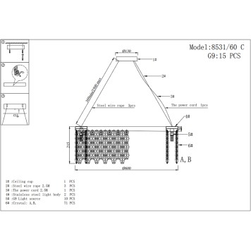 Люстра Newport 8530 Tiffany 8531/60 C gold polished-2