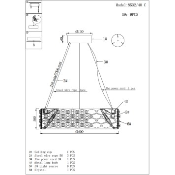 Люстра Newport 8530 Tiffany 8532/40 C gold polished-2