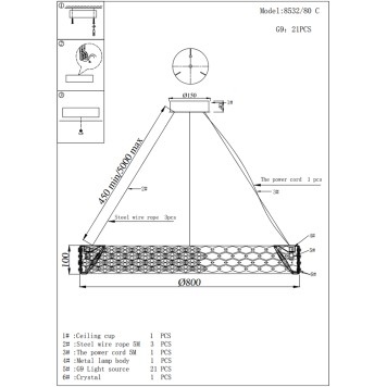 Люстра Newport 8530 Tiffany 8532/80 C gold polished-2