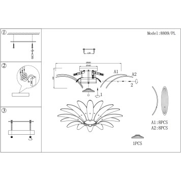 Светильник потолочный Newport 8800 Victoria 8809/PL gold white-1