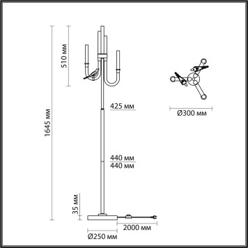Торшер Odeon Light Lark 5431/12FL-4