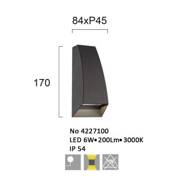 Уличный настенный светильник Viokef Tech 4227100-2